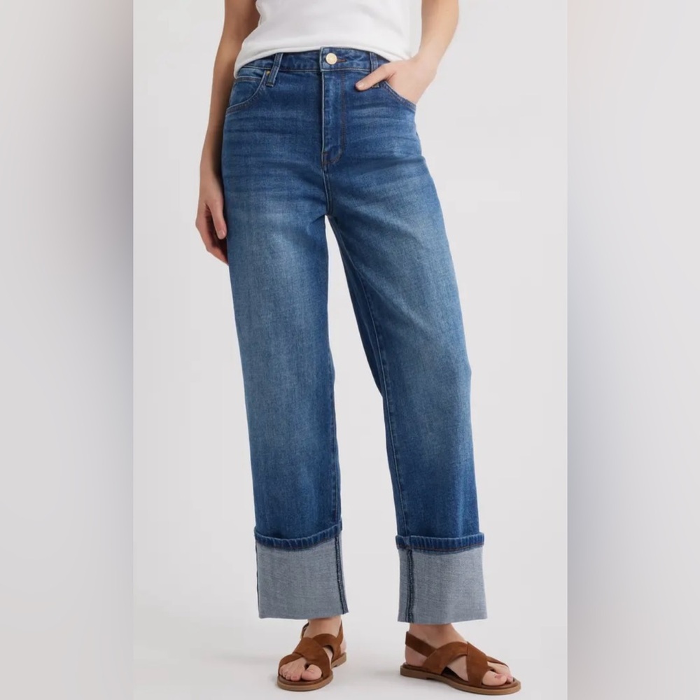KUT - Sienna Cuffed High Waist Wide Leg Jeans 6